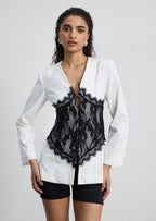 V Neck Lace-Trimmed Top