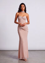 Bazyli Rhinestone Halter Neck Dress