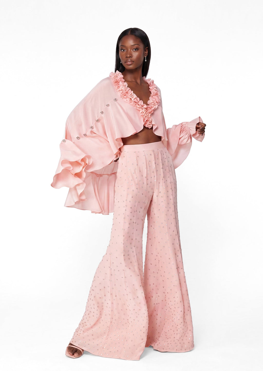 Bahula Ruffle Two Piece Set In Pink