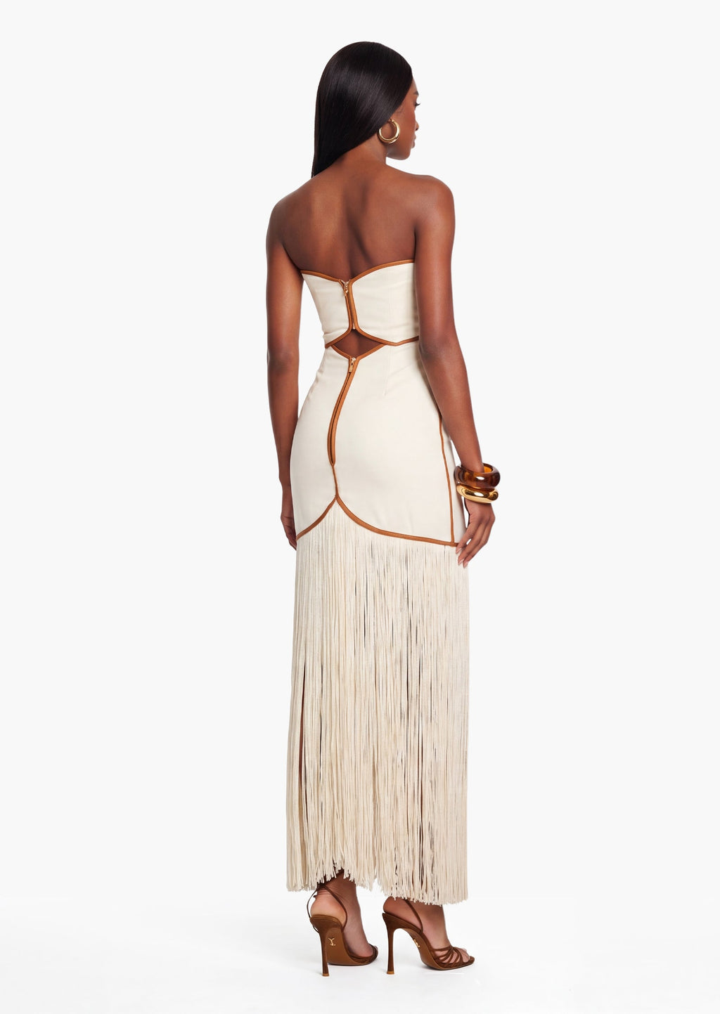 Off Shoulder Hollow Out Tassel Maxi Dress