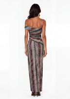 Locava Asymmetrical Neckline Draped Maxi Dress