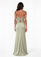 Spiral Lotus Leaf Maxi Dress In Green