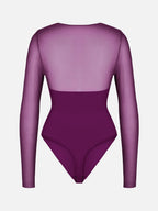 Mesh Panel V-Neck Bodysuit