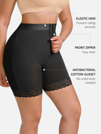 Front-Zip Mid-Waist Shaper Shorts