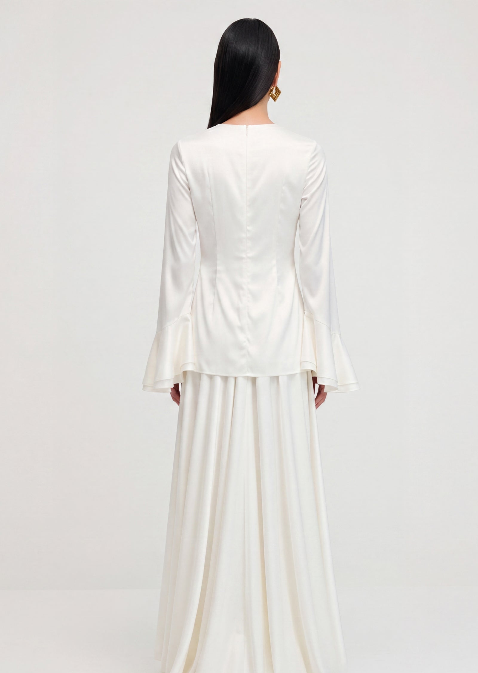Asymmetrical Draped Bodice Ruffle Maxi Dress