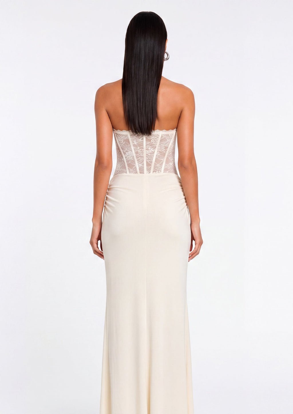 Off Shoulder Lace Bodice Maxi Dress