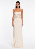 Off Shoulder Lace Bodice Maxi Dress