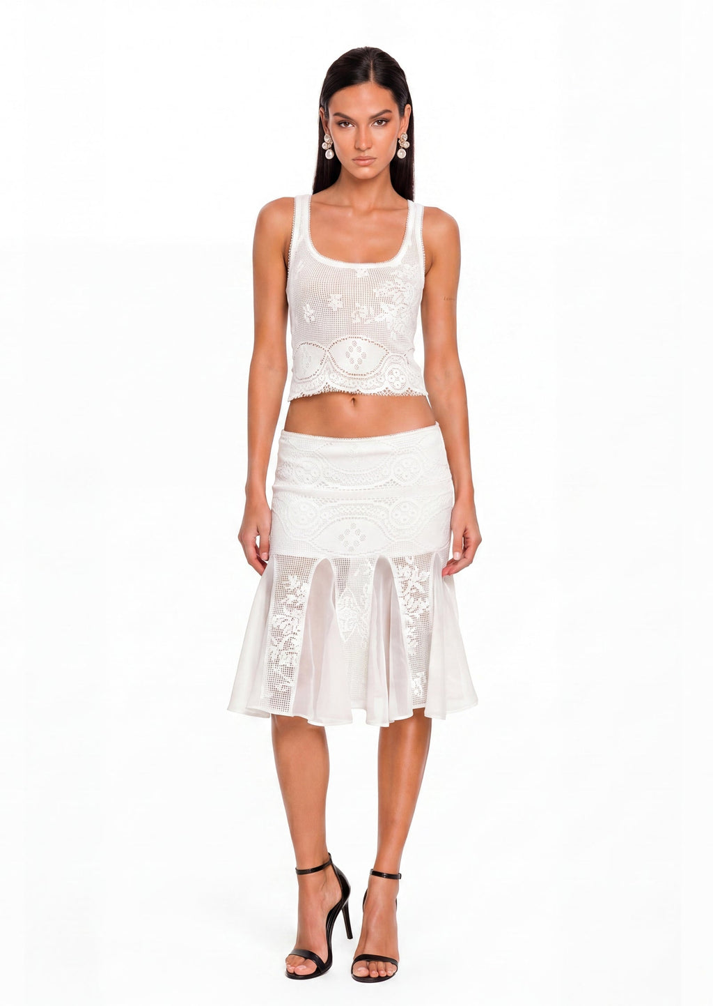Zabel Mini Skirt Two Piece Set In White