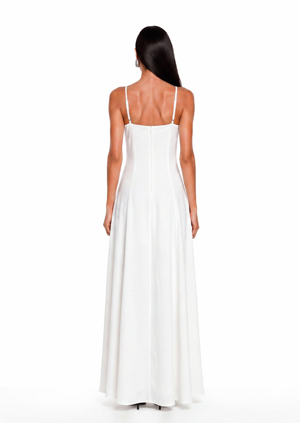 Analeigh Lace Satin Maxi Dress In White