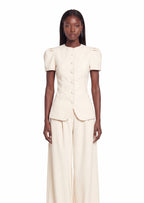 Hadley Short Sleeve Top & Maxi Pants Set In White