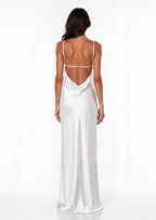 Tina Lace Strap Satin Maxi Dress In White