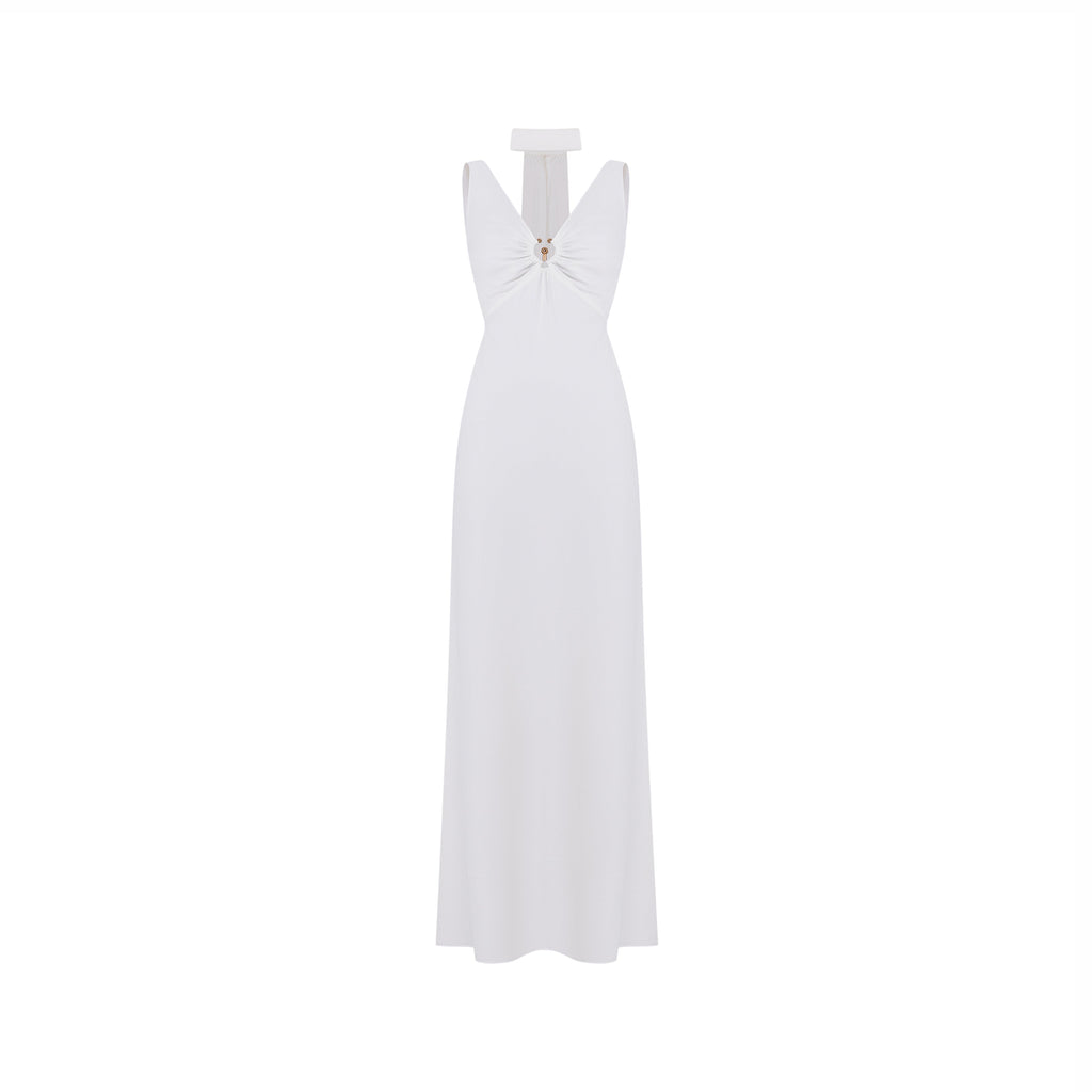 Fitted V Neck Maxi Dress