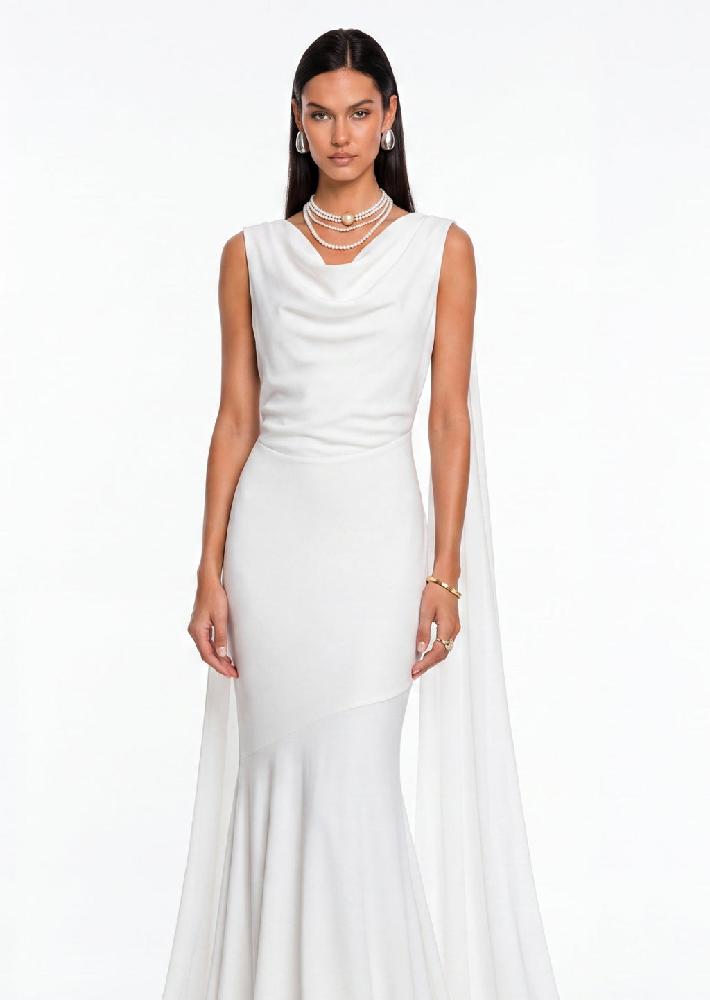 Solid Satin Flared Maxi Dress