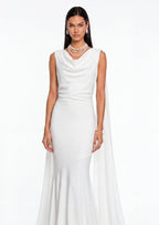 Solid Satin Flared Maxi Dress