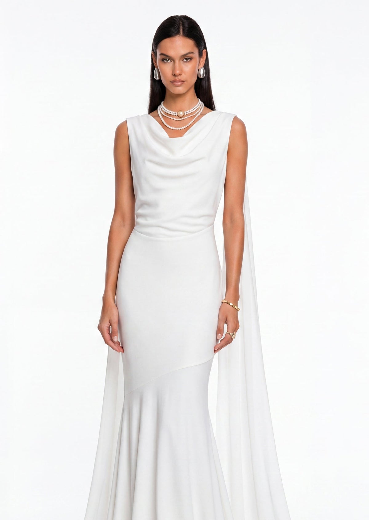 Solid Satin Flared Maxi Dress