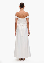 Off Shoulder Satin Maxi Dress
