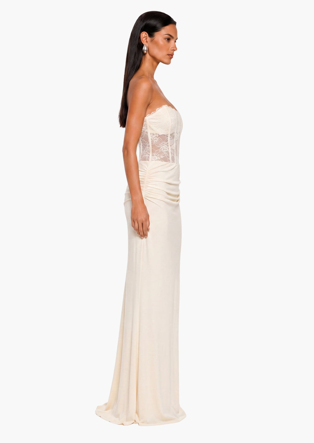 Off Shoulder Lace Bodice Maxi Dress