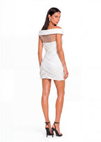 Éanna Off Shoulder Ruched Mini Dress In White