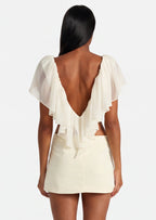 Clover Ruffle Top & Mini Skirt Set In Ivory