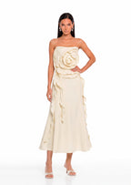 Fareeda Off Shoulder Midi Dress With 3D Petals