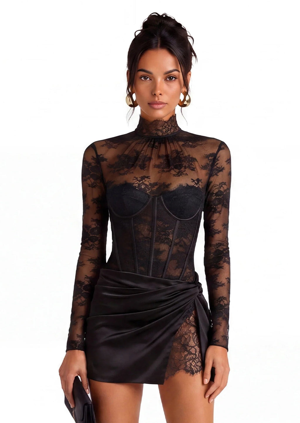 Mana Long Sleeved Lace Bodysuit & Skirt Set