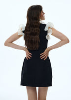 Mason Ruffled V Neck Mini Dress In Black