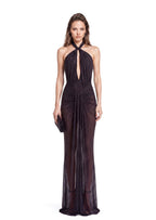 Maha Halter Neck Sparkly Maxi Dress In Black