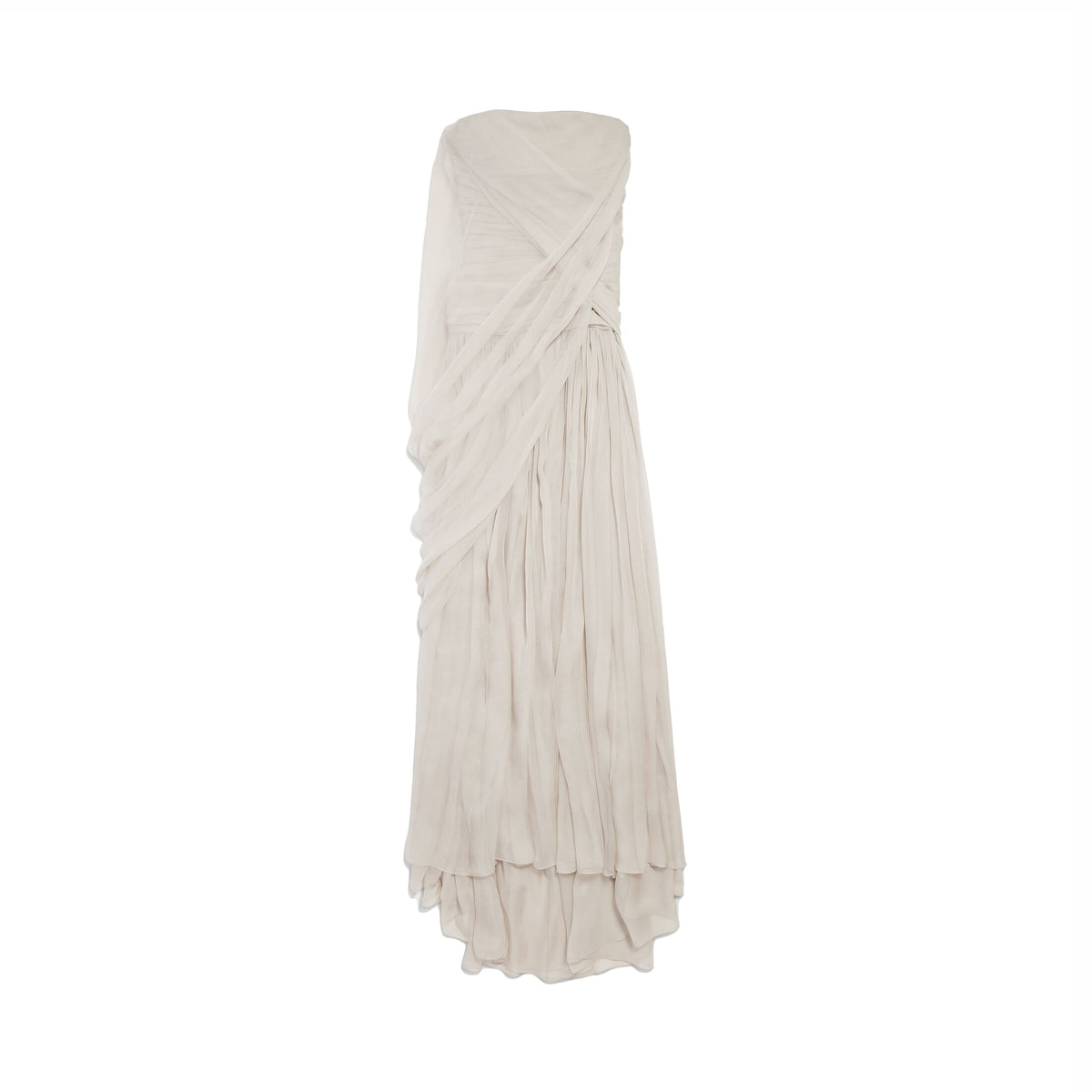 Ibiza Draped Bustier Dress in Light Beige