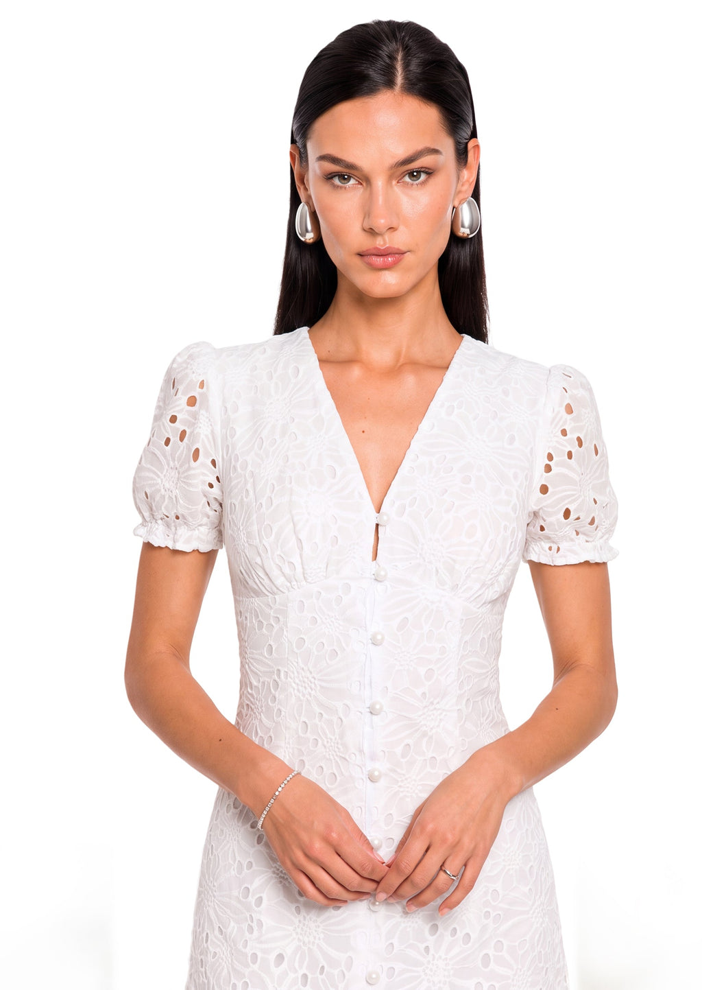 Sadb Short Sleeved Embroidered Midi Dress