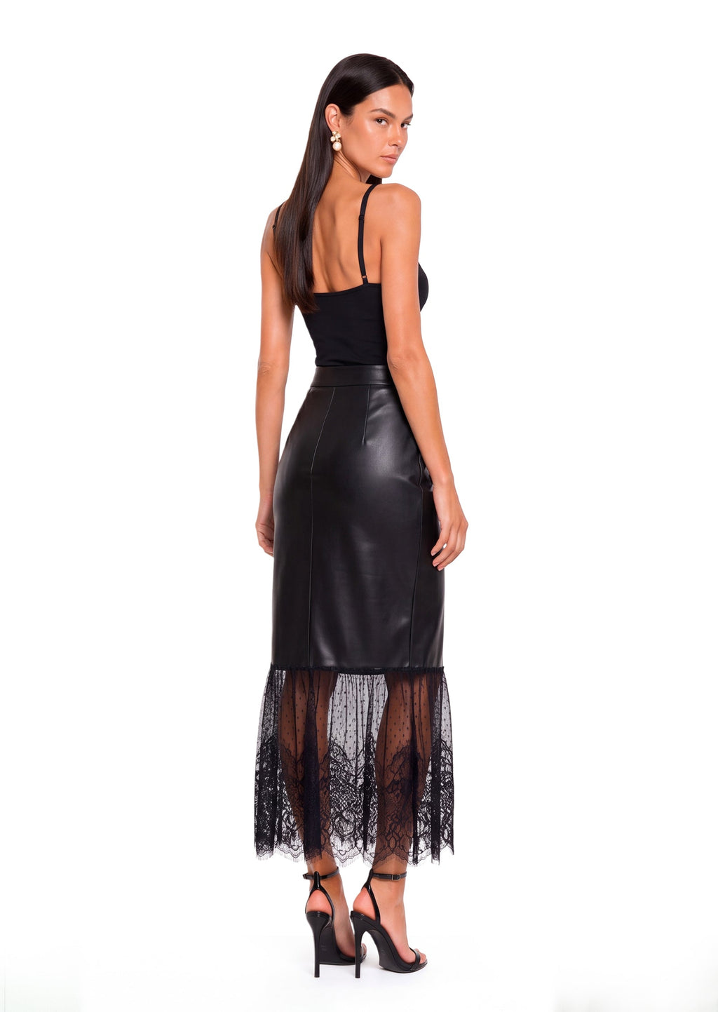 Zakuro Bodycon  Leather Fishtail Midi Skirt