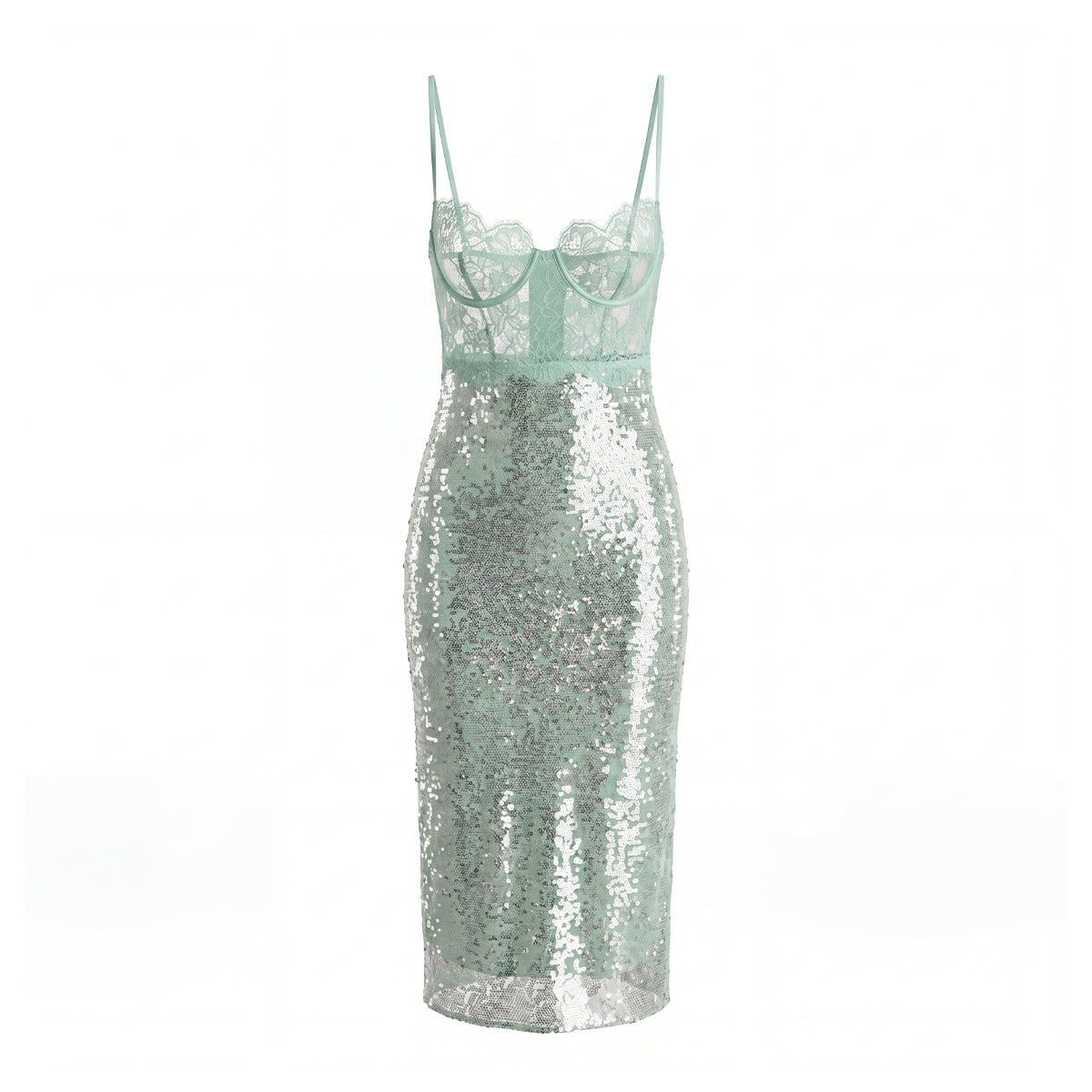 Alixandra Maxi Dress With Sheer Lace Bustier