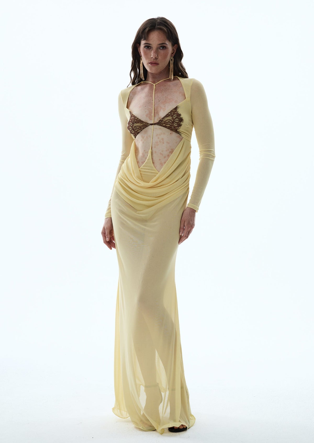 Darcila Deep V Mesh Maxi Dress