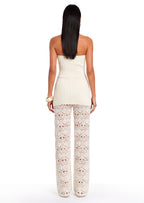 Bandage Knit Top & Crochet Knit Pants In Ivory