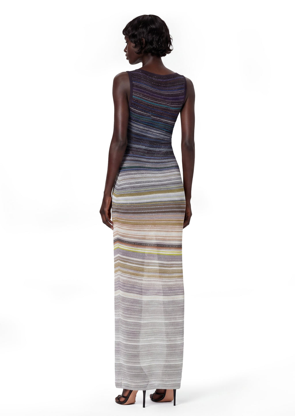 Acatzin Sequined Striped Lamé Maxi Dress