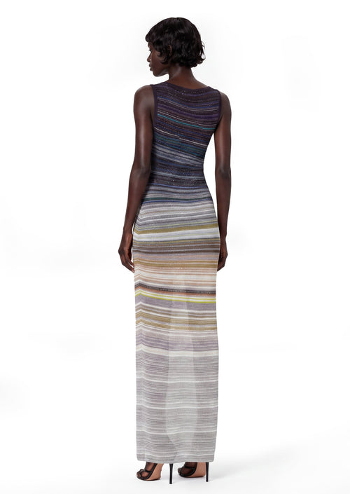 Acatzin Sequined Striped Lamé Maxi Dress