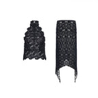 Haile Lace Top & Asymmetric Hem Skirt Set