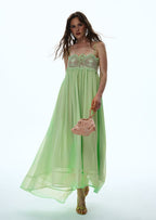 Vallea Chiffon Maxi Dress In Green