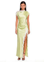 Lotta Satin Lace-Trim Maxi Dress