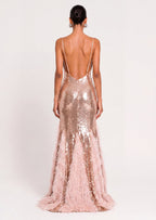 Stretch Feather Sequin Maxi Dress