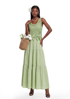 Ianthe Woven Midi Dress In Green
