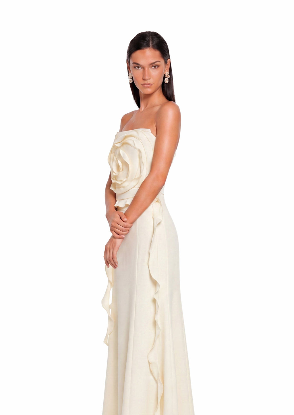 Fareeda Off Shoulder Midi Dress With 3D Petals