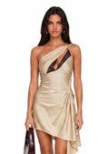 Cadak Asymmetric Mini dress In Beige