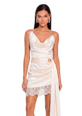 Adem Ruched Mini Dress With Asymmetrical Hem