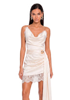 Adem Ruched Mini Dress With Asymmetrical Hem