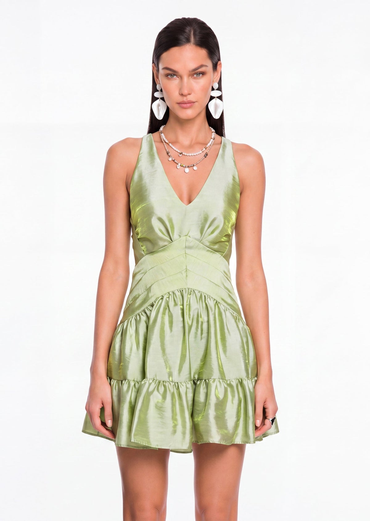 Padilla Tie Back Mini Dress In Green