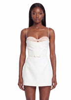 Hajra Structured Mini A-Line Dress In White