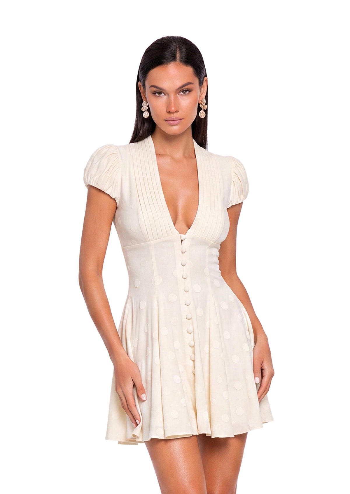Adalgisa Deep V Neckline Mini Dress