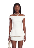 Qortni Boat Neck Top And Mini Skirt Set