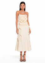 Fareeda Off Shoulder Midi Dress With 3D Petals