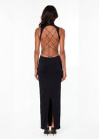 Dilara Open Back Maxi Dress In Black